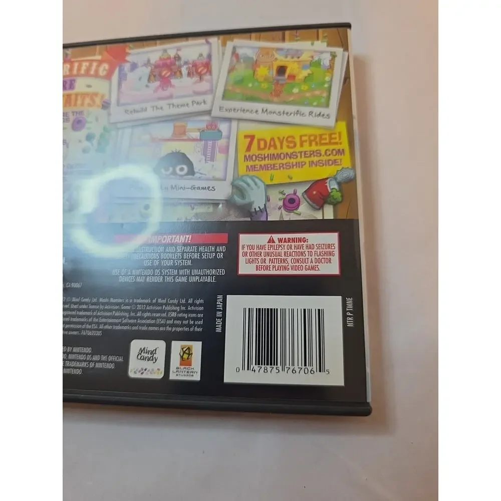 Moshi Monsters Moshlings Theme Park Nintendo DS Game